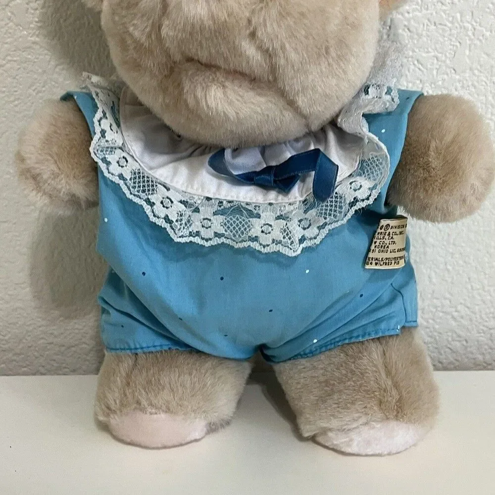 Vintage Applause Wilfred Pig Plush Stuffed Animal 1980s Blue Outfit Piggy 11